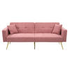 SCHLAFSOFA mit Bettfunktion Lammwollstoff und goldenen Beinen Pink 175/64/72 cm - Rosa, Kunststoff (175/72/64cm) - OKWISH
