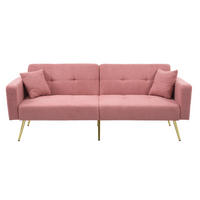 SCHLAFSOFA mit Bettfunktion Lammwollstoff und goldenen Beinen Pink 175/64/72 cm - Rosa, Kunststoff (175/72/64cm) - OKWISH