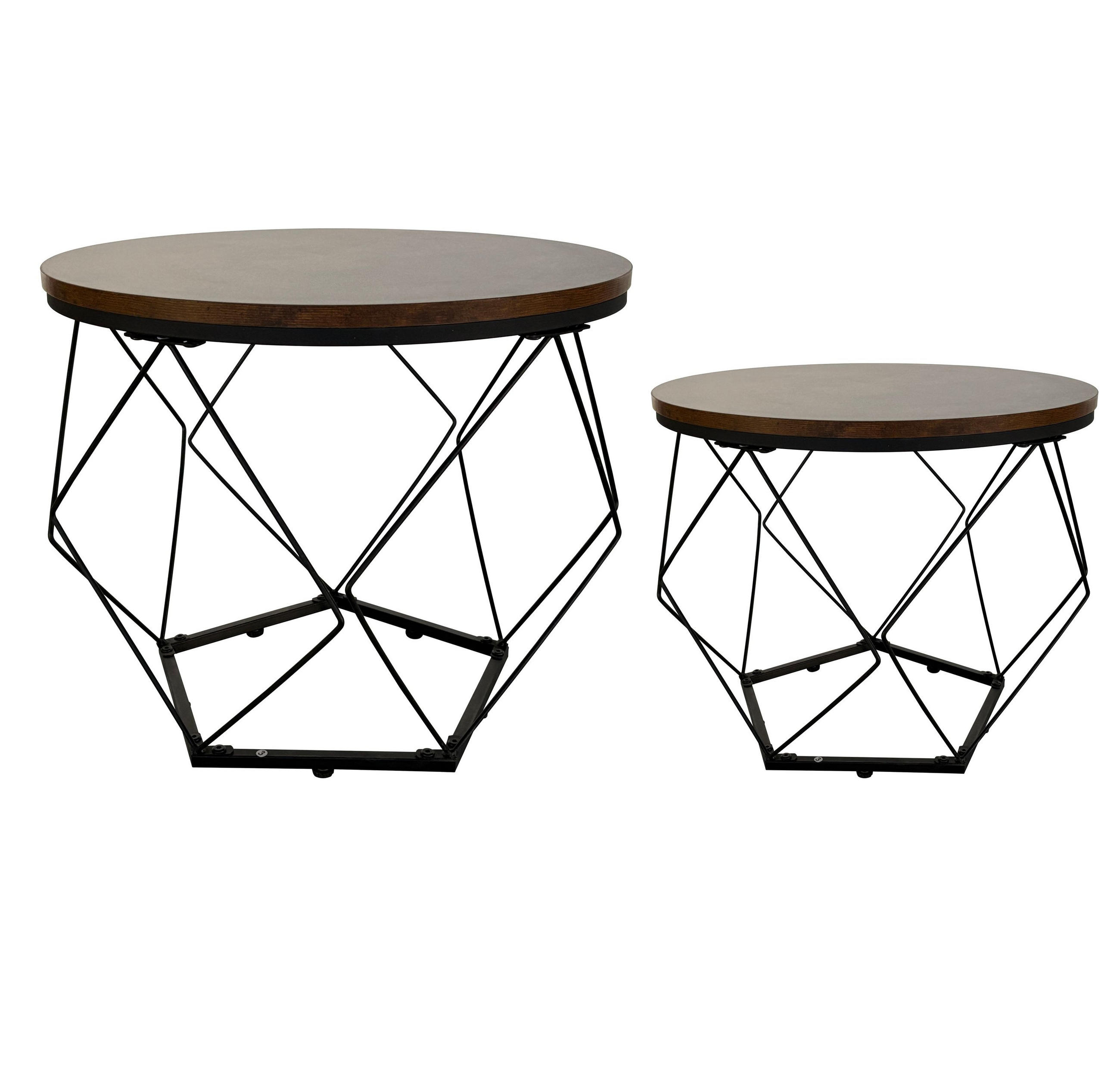 COUCHTISCH 2er Set Rund Braun Holzoptik - Braun, Holzwerkstoff (50/50/44cm) - Home Collective