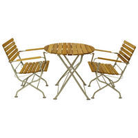 SITZGRUPPE Bad Belzig 3-teilig, Gartenset für 2 Personen - GartenSitzgruppe - Flachstahl - Robinienholz verzinkt - Grau, Holz - TPFGarden