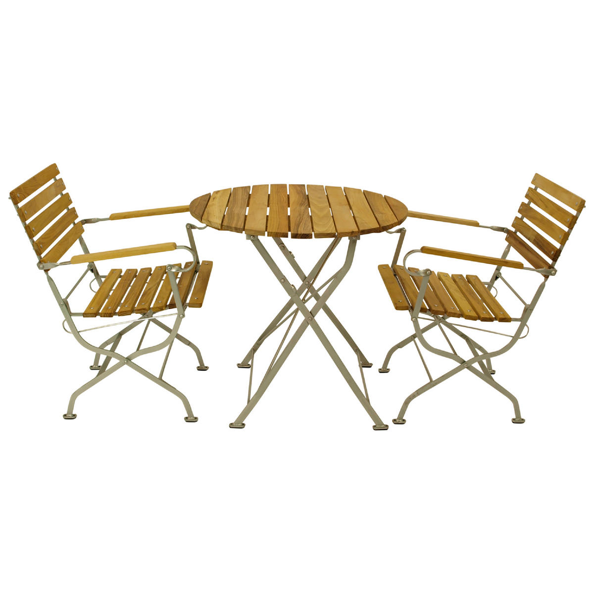 SITZGRUPPE Bad Belzig 3-teilig, Gartenset für 2 Personen - GartenSitzgruppe - Flachstahl - Robinienholz verzinkt - Grau, Holz - TPFGarden