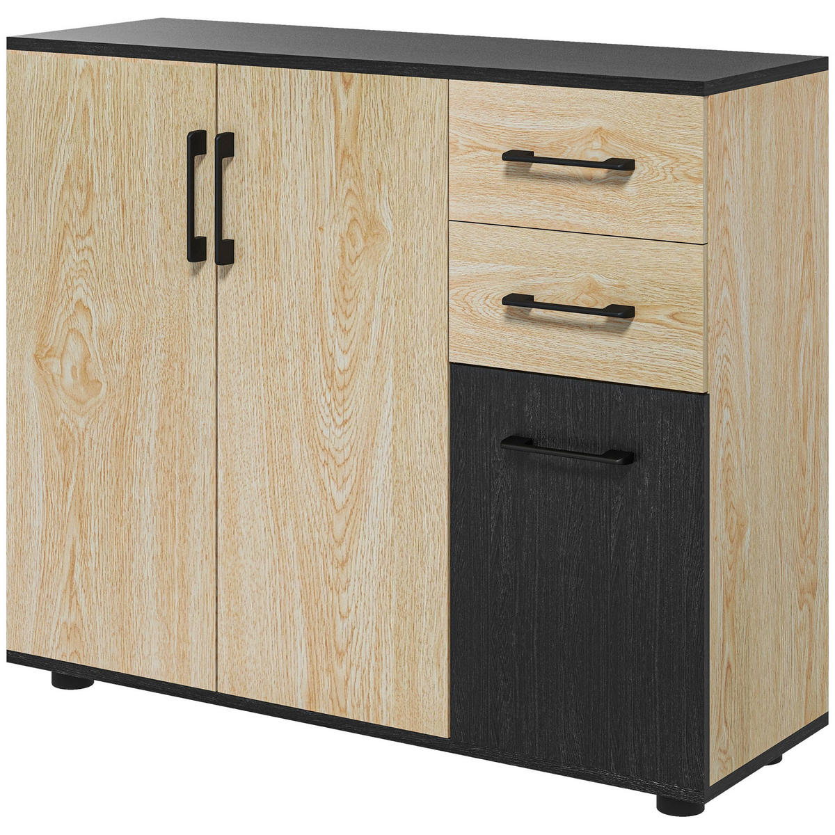 SIDEBOARD Natur/Schwarz, 90/30/75,5 cm - Naturfarben, Holz (90/75.5/30cm) - PANGIVO