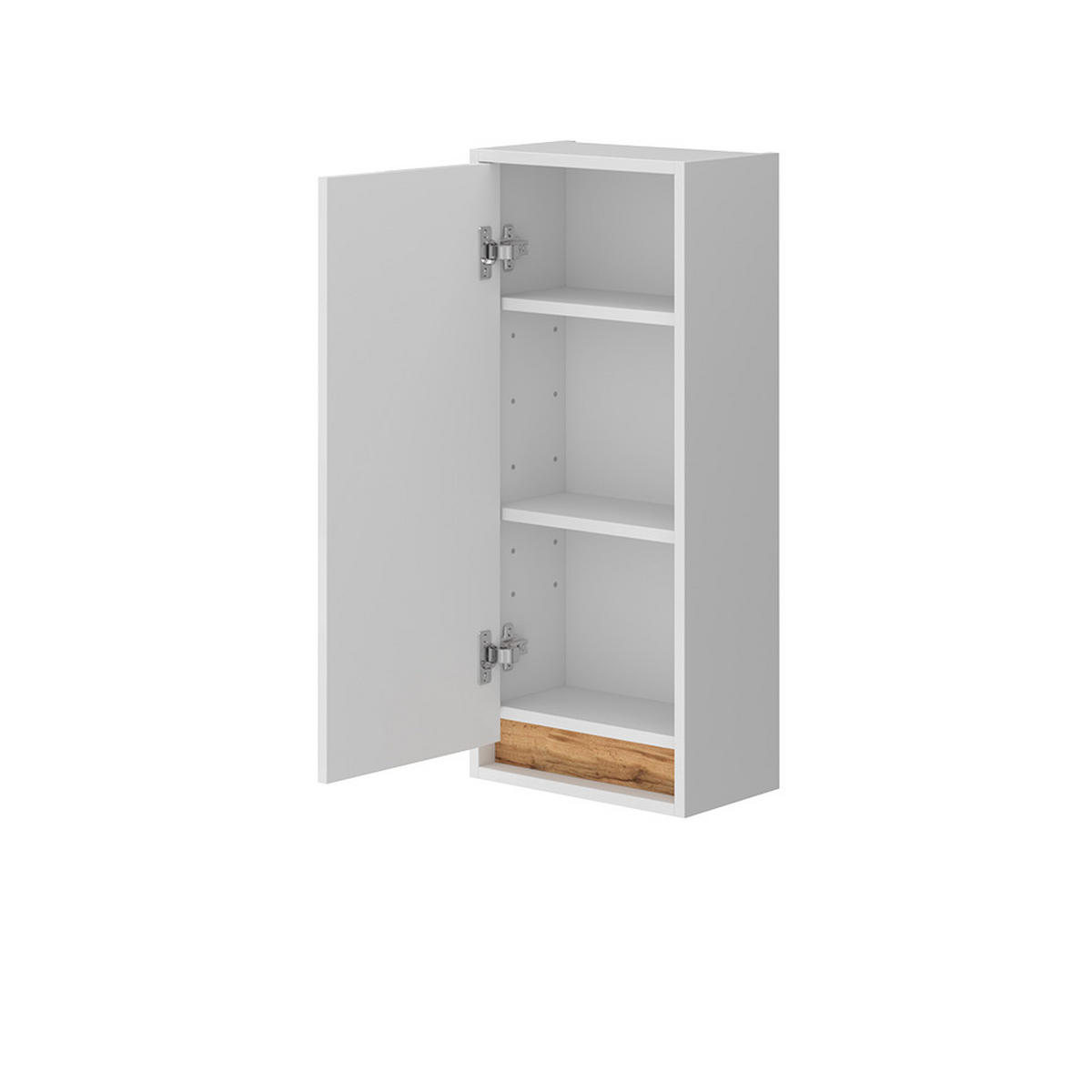 BADSCHRANK Detmold Weiß Hochglanz/Goldkraft Eiche 81.6 x 35 cm mit Tür - Honigeiche/Weiß Hochglanz, Holzwerkstoff (81.6/35/20cm) - Vicco