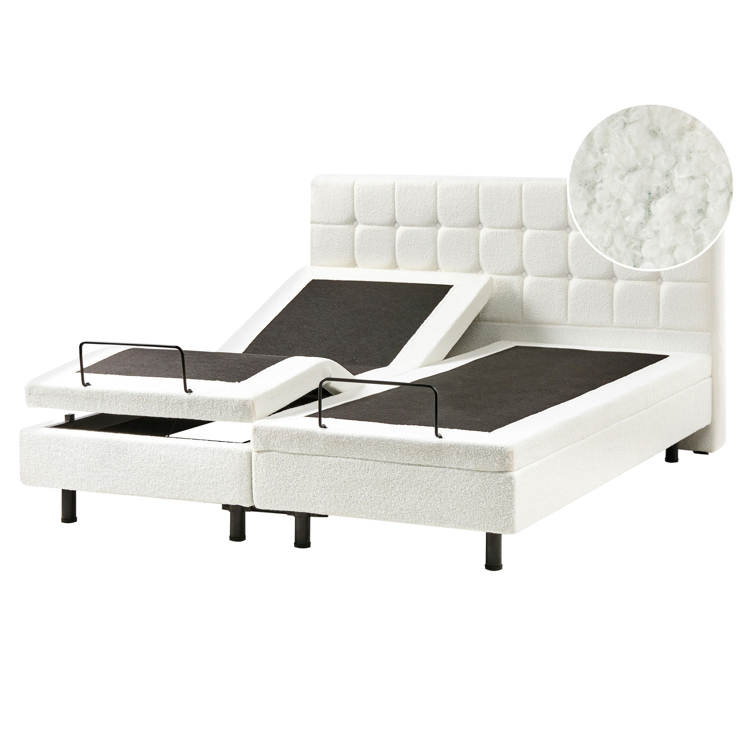 BETT verstellbar 160/200 cm Bouclé Cremeweiß Duke - Creme, Textil (160/200cm) - Beliani