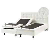 BETT verstellbar 160/200 cm Bouclé Cremeweiß Duke - Creme, Textil (160/200cm) - Beliani