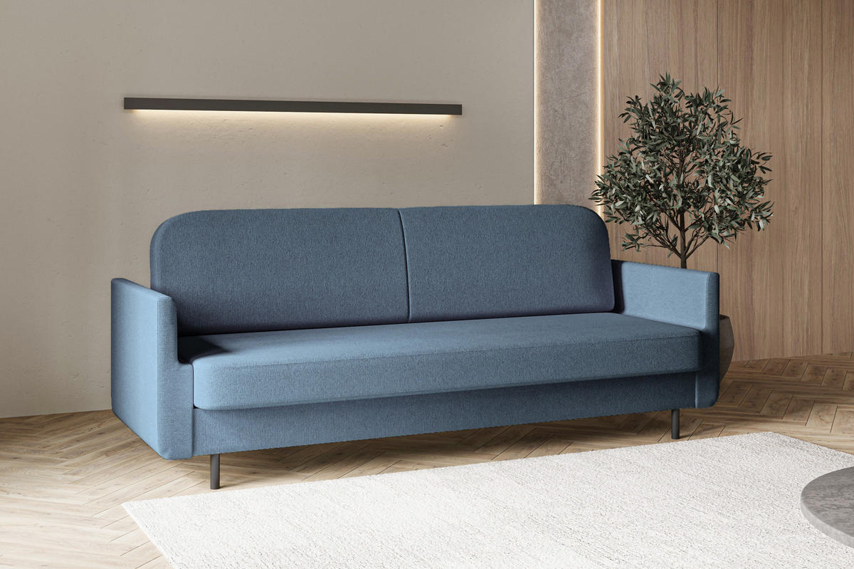 SCHLAFSOFA - POUCH - Dunkelblau - Aragon 79 - Dunkelblau, Holzwerkstoff (221/87/84cm) - Möblo