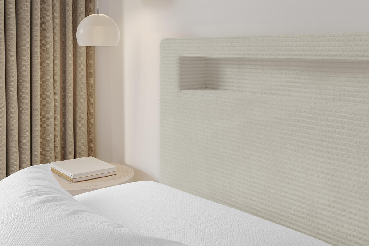 POLSTERBETT mit Bettkasten und Lattenrost, Boxbett ohne Matratze - GOLA 180x200 Creme - Creme, Holzwerkstoff/Textil (180/200cm) - ALTDECOR