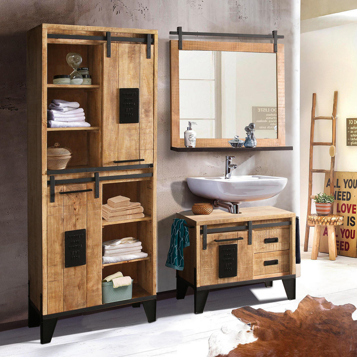 MASSIVER HOCHSCHRANK - Akazie massiv - Akaziefarben, Holz (75/192/35cm) - home24