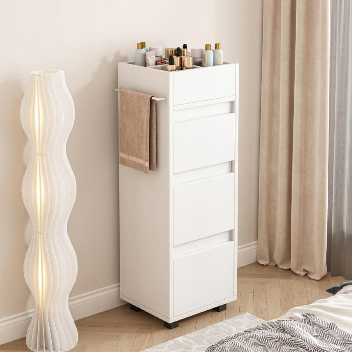 BADEZIMMERREGAL - Weiß, Holzwerkstoff (33/90/30cm)