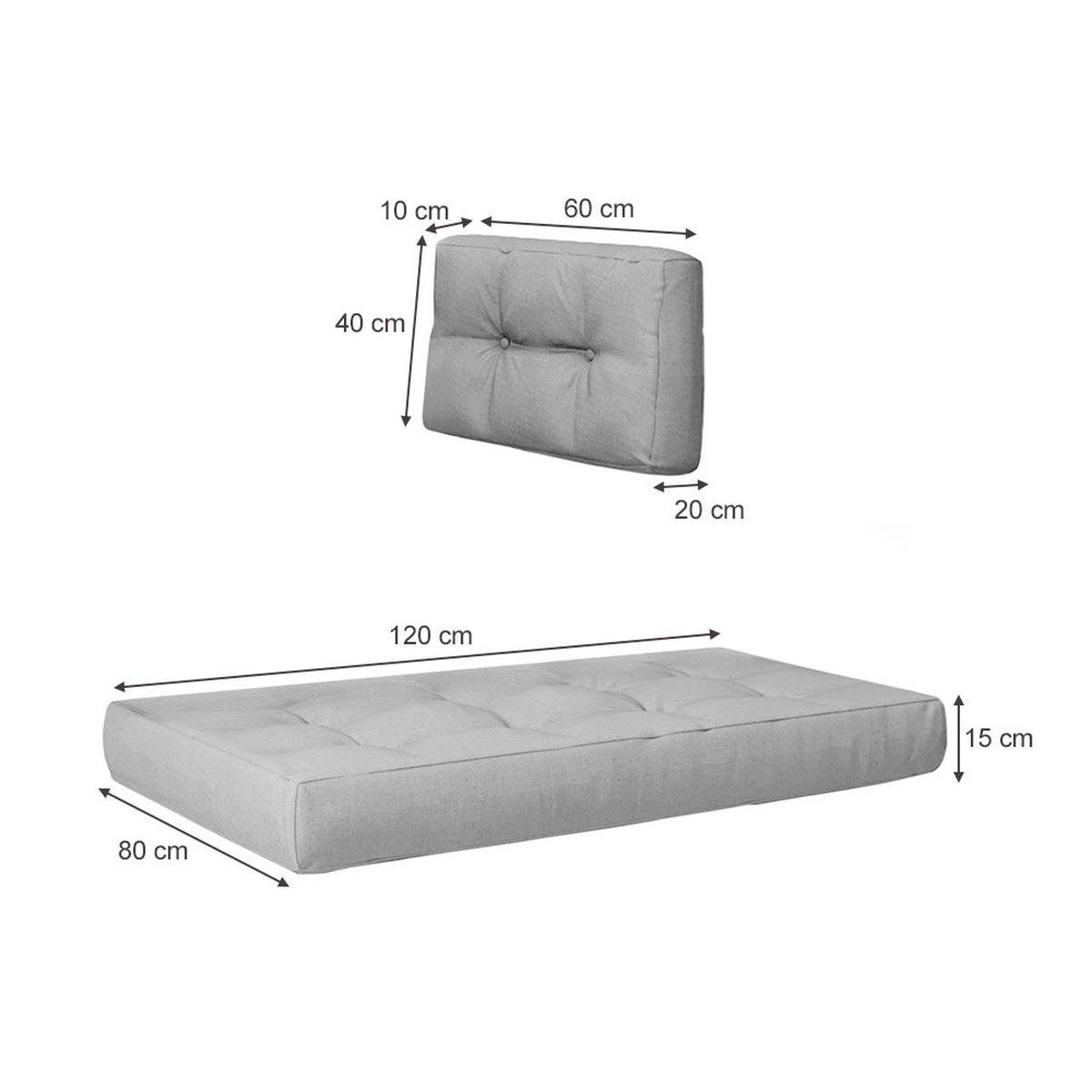 PALETTENKISSEN SET Grau 2 Teile - Grau, Textil (120/15/80cm) - Vicco