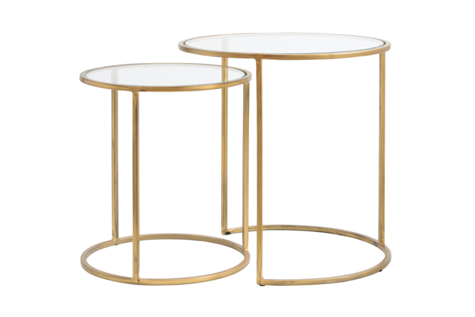 BEISTELLTISCH Duarte Gold Ø50/52 cm 2er-Set - Klar/Goldfarben, Metall (50/50/52cm) - Light & Living