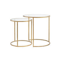BEISTELLTISCH Duarte Gold Ø50/52 cm 2er-Set - Klar/Goldfarben, Metall (50/50/52cm) - Light & Living
