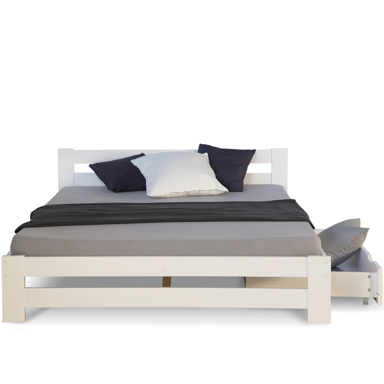 HOLZBETT mit Stauraum 140/200 cm weiß - Weiß, Holz (140/200cm) - Homestyle4u