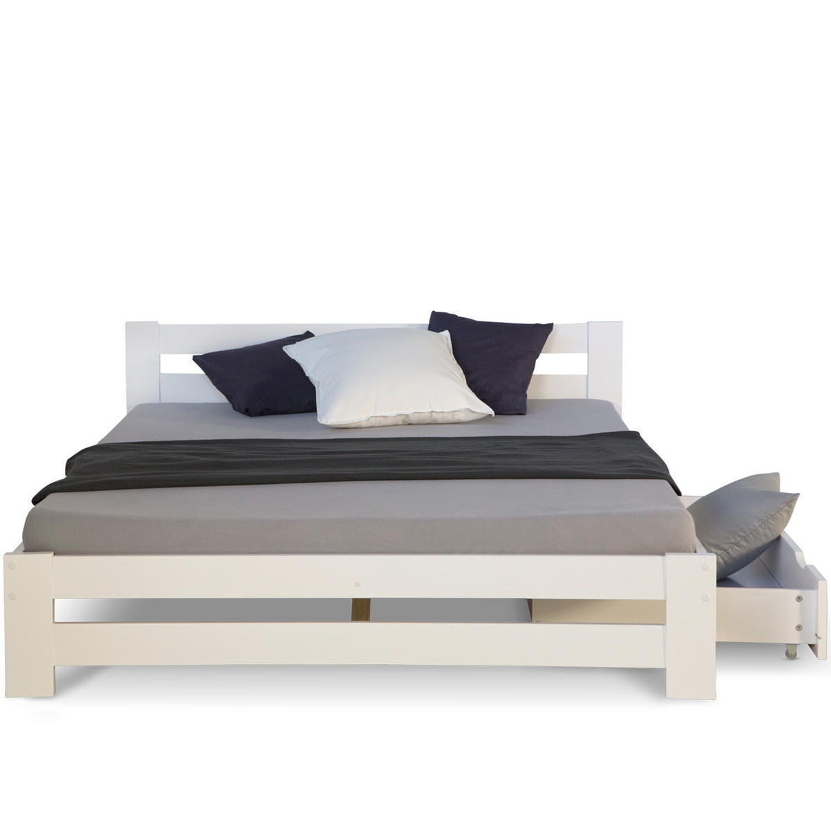 HOLZBETT mit Stauraum 140/200 cm weiß - Weiß, Holz (140/200cm) - Homestyle4u