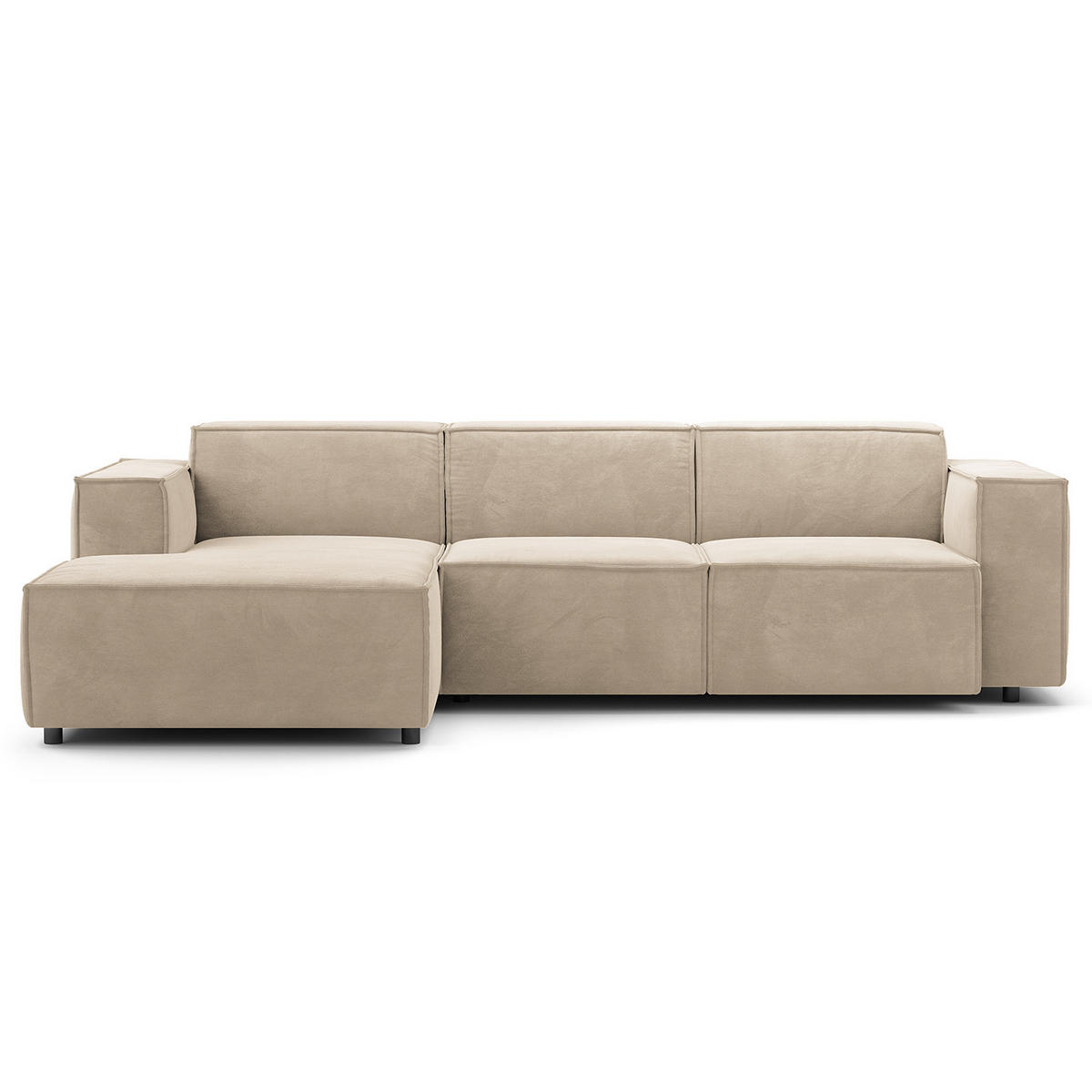 ECKSOFA mit Longchair - Beige/Schwarz, Kunststoff/Textil (260/177cm) - home24