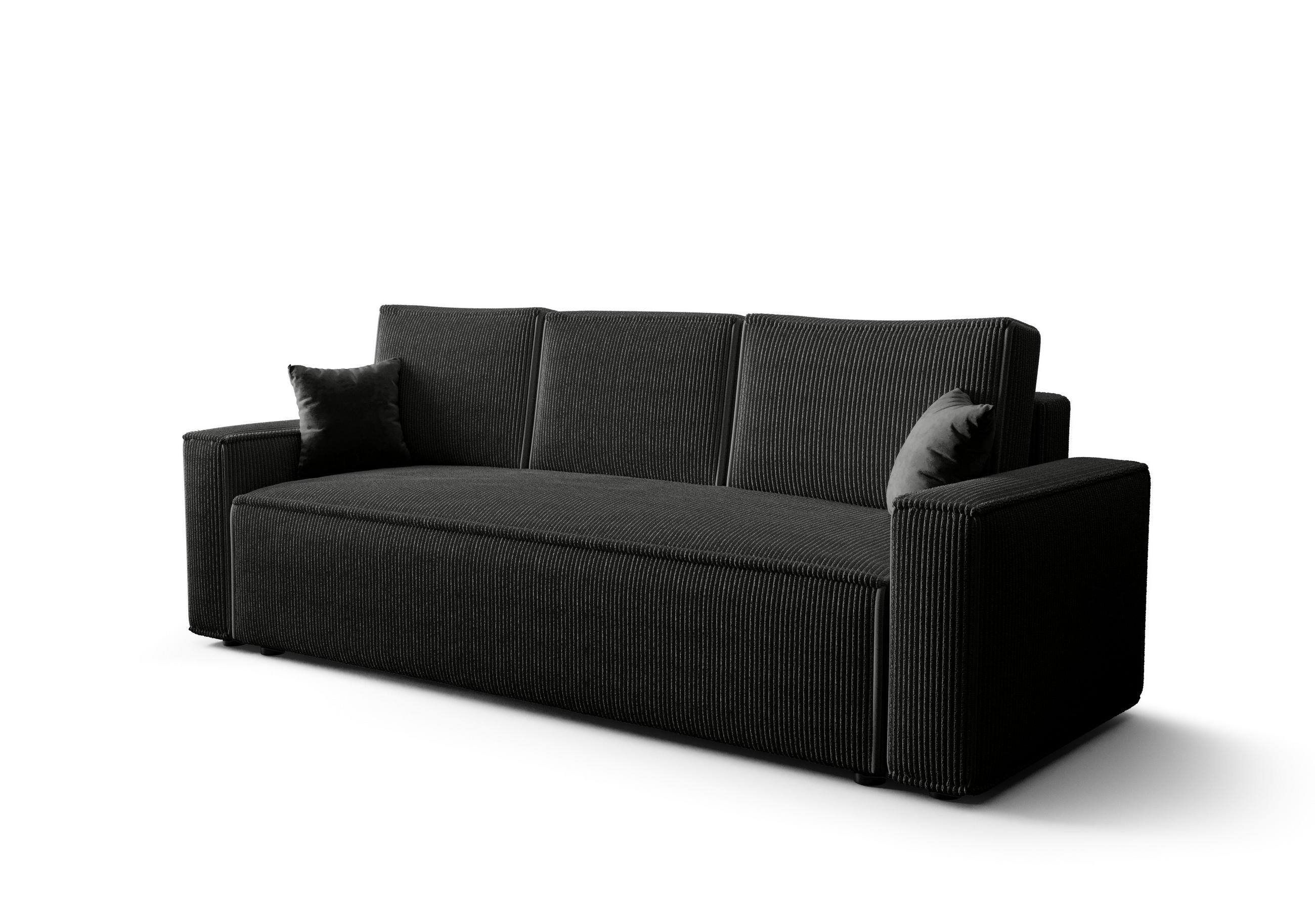 SOFA AMBRO Poso 135 mit Schlaffunktion, Schwarz, Sofa mit Stauraum - Schwarz, Textil (90/85/230cm) - Bedante