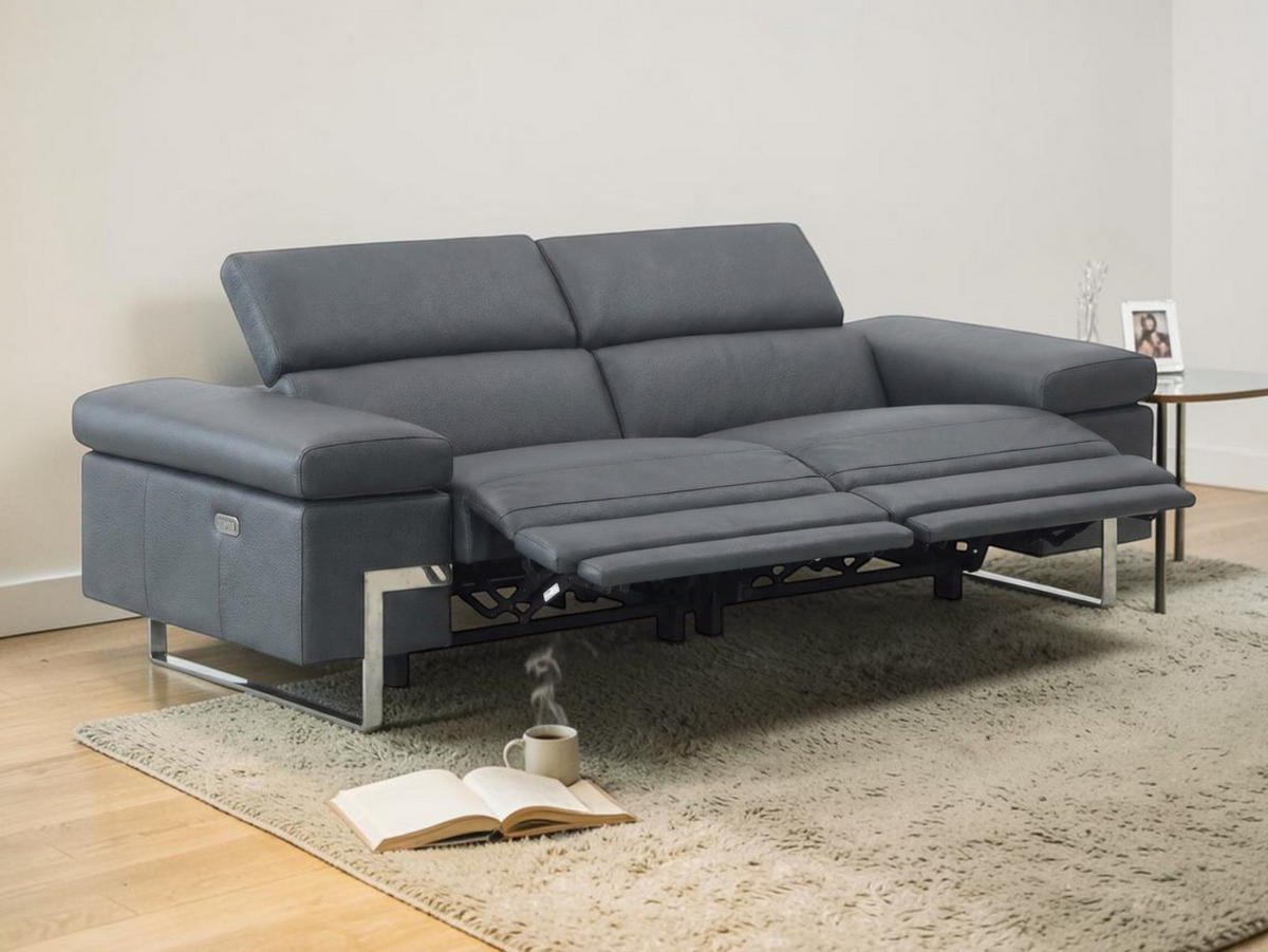 2-SITZER Sofa Opera Echtleder mit 2 x Relaxfunktion Anthrazit - Anthrazit, Leder/Metall (195/75/109cm)