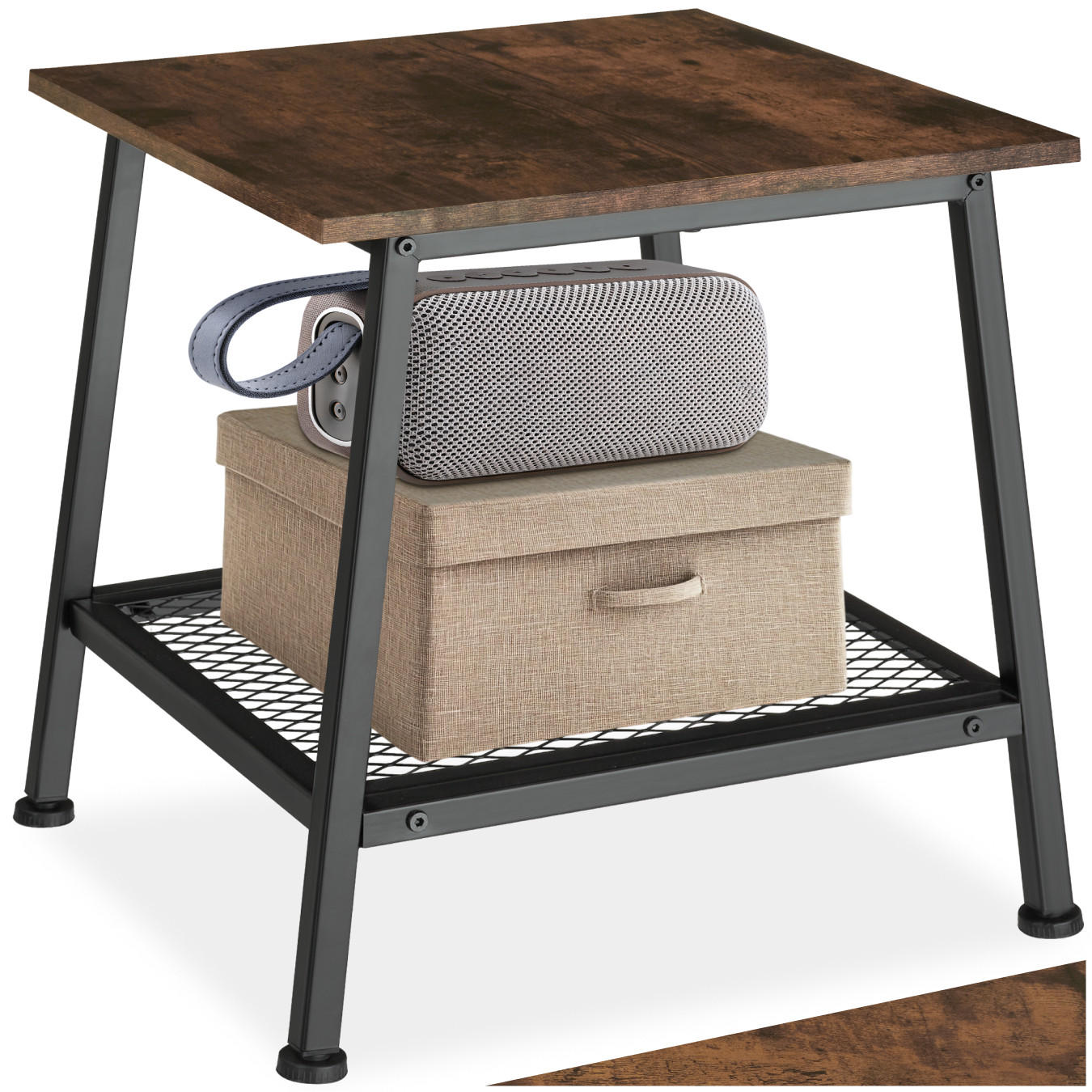 BEISTELLTISCH Bedford,45,5 x 45 x 47 cm,Industrial Holz dunkel, rustikal - Rostfarben, Holz (45.5/45/47cm) - tectake