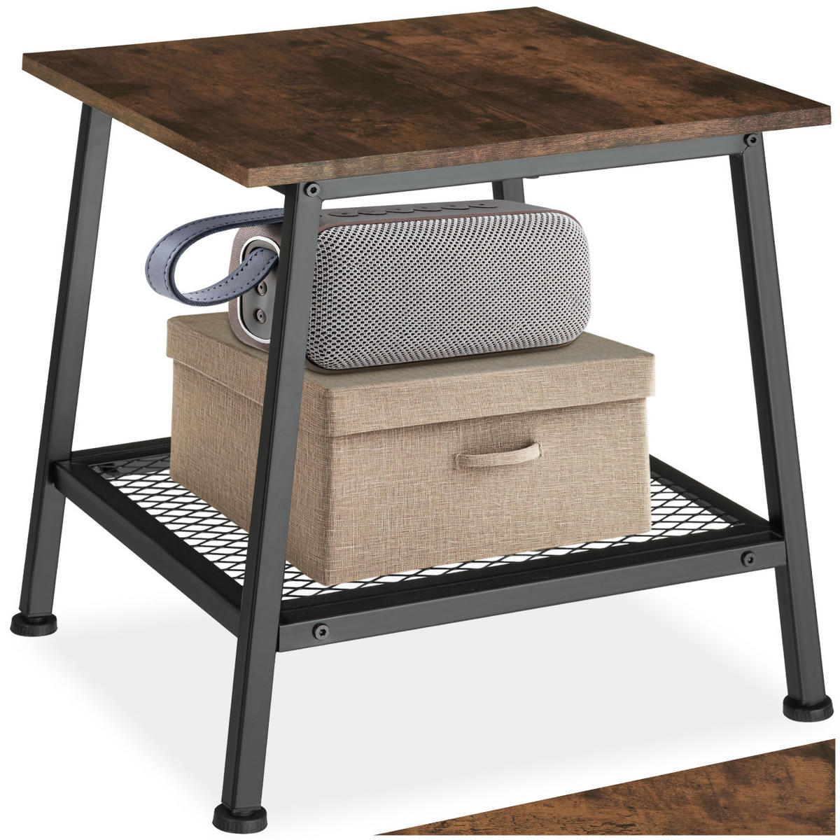 BEISTELLTISCH Bedford,45,5 x 45 x 47 cm,Industrial Holz dunkel, rustikal - Rostfarben, Holz (45.5/45/47cm) - tectake
