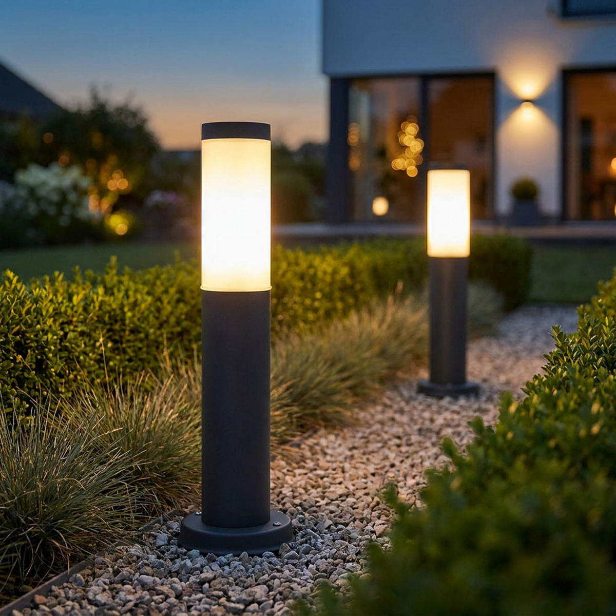 LED STEHLEUCHTE Edelstahl Anthrazit 2er Set - Anthrazit, Metall (7.6/7.6/45cm)