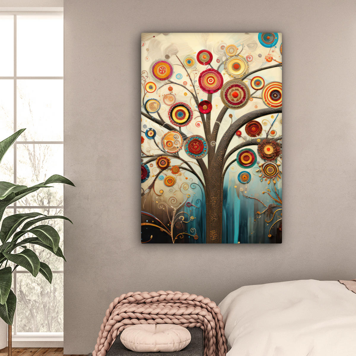 LEINWANDBILD Baum - Baum des Lebens - Farbe 80x120 cm - Braun, Textil (80/120cm) - MuchoWow