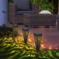 LED AUSSENLEUCHTE Erdspieß Schwarz Gold 3er Set - Schwarz, Kunststoff (7/7/33cm)