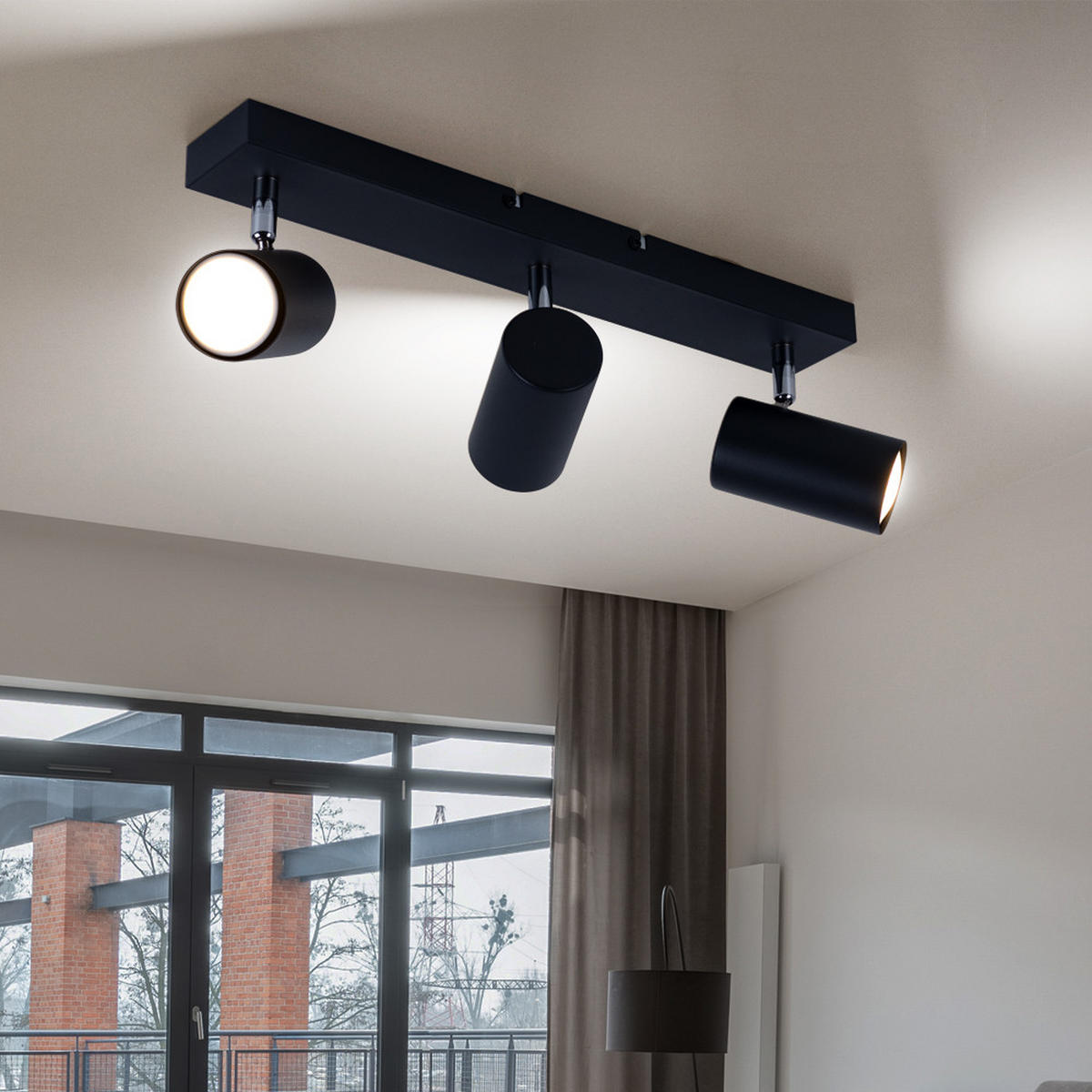 LED DECKENLEUCHTE Robby Metall Schwarz - Schwarz, Metall (41/6/12cm) - Globo Lighting