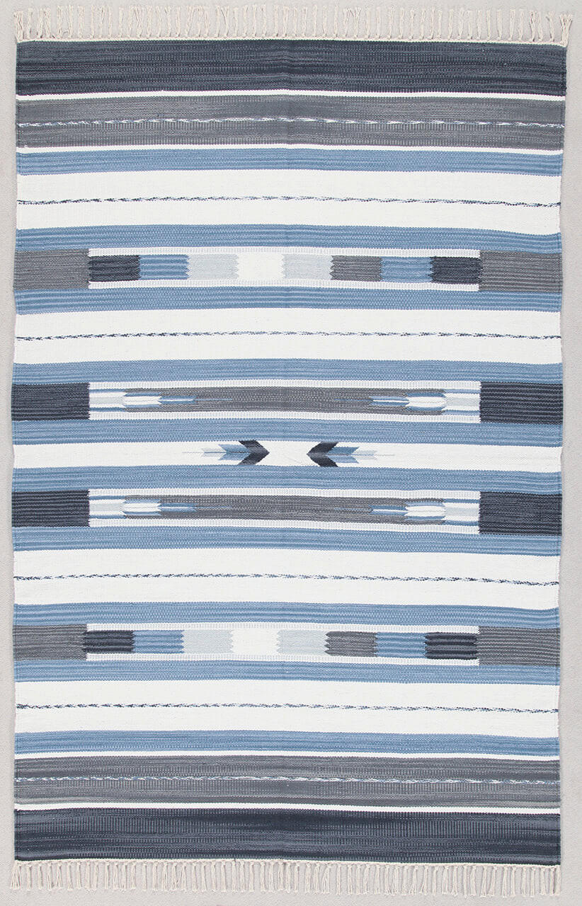 TEPPICH handgewebt Kelim RIDA Blau 140 x 200 cm - Blau, Naturmaterialien (140/200cm) - Novatrend