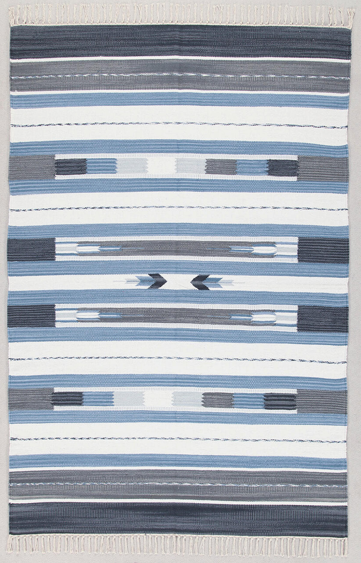 TEPPICH handgewebt Kelim RIDA Blau 140 x 200 cm - Blau, Naturmaterialien (140/200cm) - Novatrend