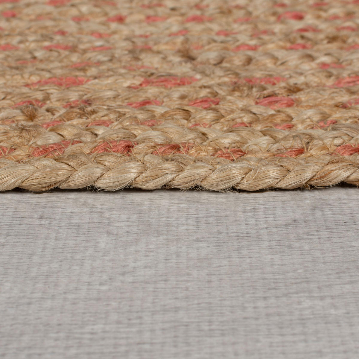 TEPPICH Jute in Naturtönen, handgewebt EDEN, Braun-Rosa 180x180 cm - Braun/Rosa, Naturmaterialien (180/180cm) - KADIMA DESIGN