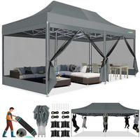 FALTPAVILLON 3 x 6 m mit Moskitonetz Grau - Grau, Textil (300/275/600cm)
