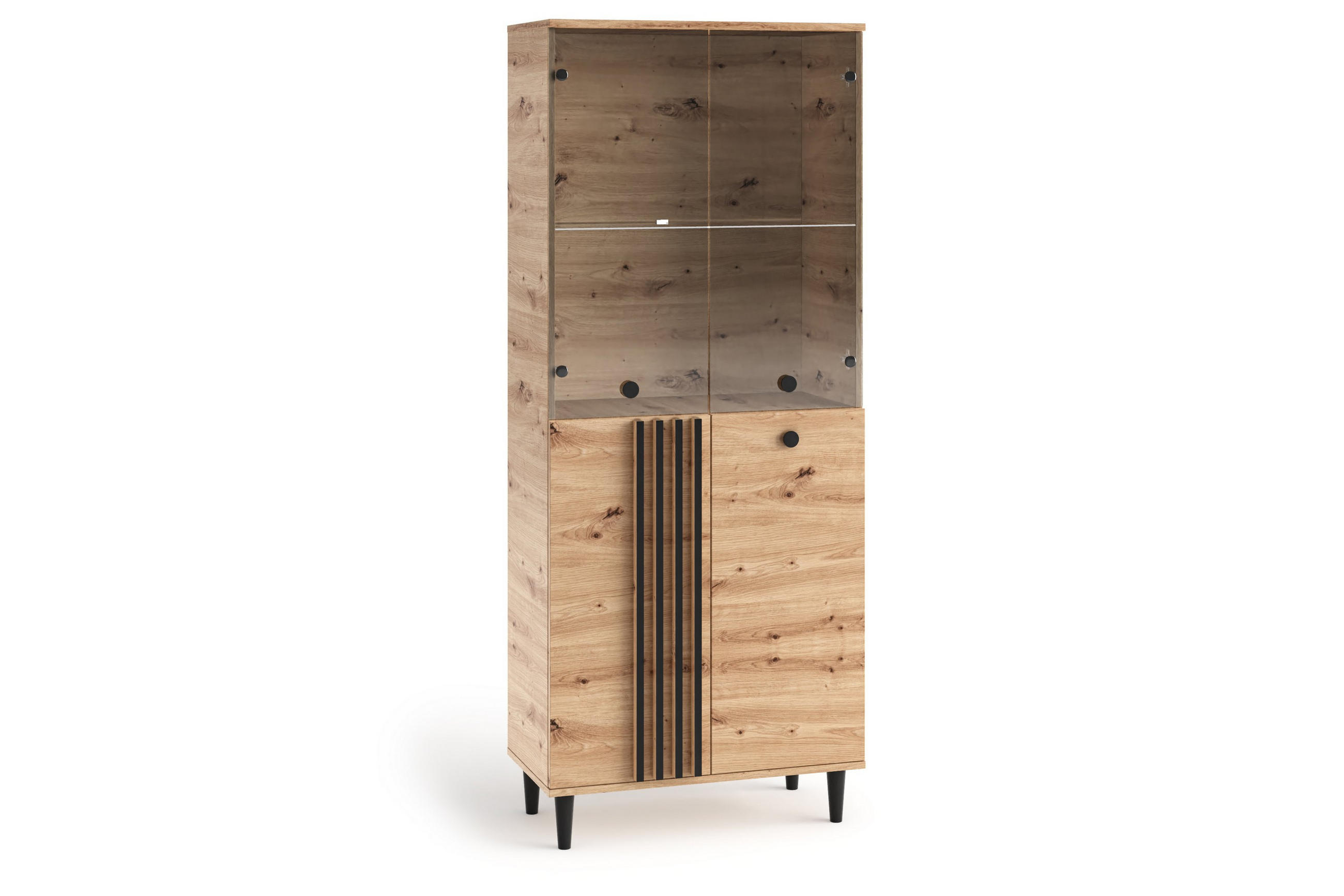 VITRINENSCHRANK ARTIANO 196 x 80 cm Eiche Artisan - Eiche Artisan, Holzwerkstoff (80/196/40cm) - MASSENO