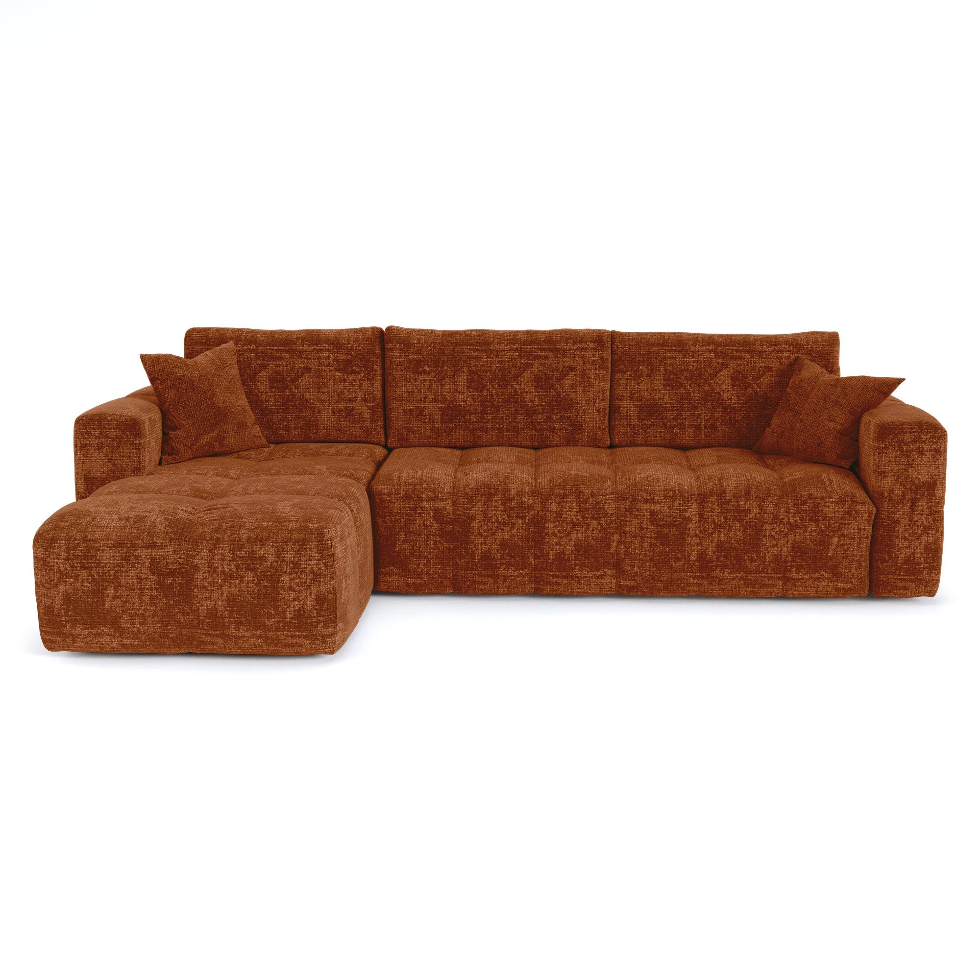 SCHLAFSOFA Express VIBE Geprägter Samt Terrakotta 286cm - Dunkelorange/Terracotta, Textil (286/165cm) - Premium Interiors