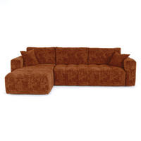 SCHLAFSOFA Express VIBE Geprägter Samt Terrakotta 286cm - Dunkelorange/Terracotta, Textil (286/165cm) - Premium Interiors