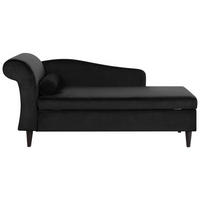 CHAISELONGUE Samtstoff schwarz linksseitig Luiro - Dunkelbraun/Schwarz, Textil (160/77/70cm) - Beliani