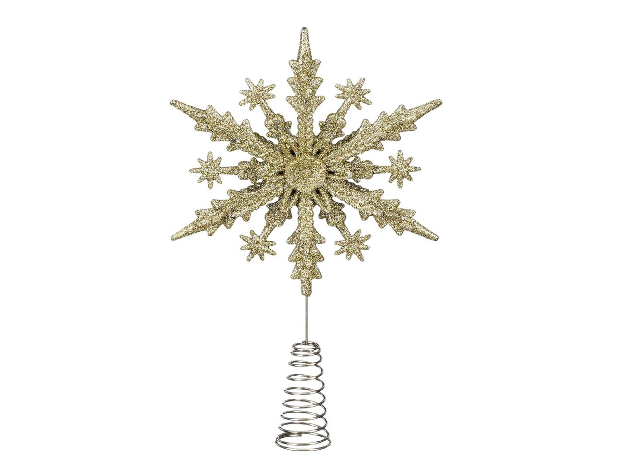 CHRISTBAUMSPITZE Schneeflocke Gold, 23 cm, Kunststoff - Goldfarben, Kunststoff (13/23/13cm) - LAALU