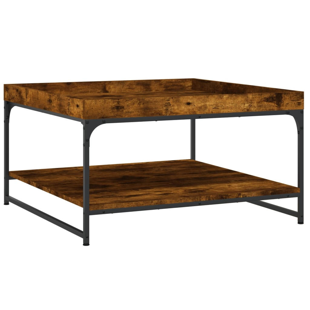 COUCHTISCH Räuchereiche 80x80x45 cm Holzwerkstoff und Eisen - Braun, Holzwerkstoff (80/80/45cm) - furnicato