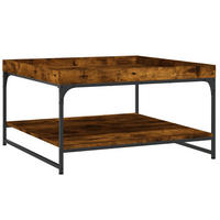 COUCHTISCH Räuchereiche 80x80x45 cm Holzwerkstoff und Eisen - Braun, Holzwerkstoff (80/80/45cm) - furnicato