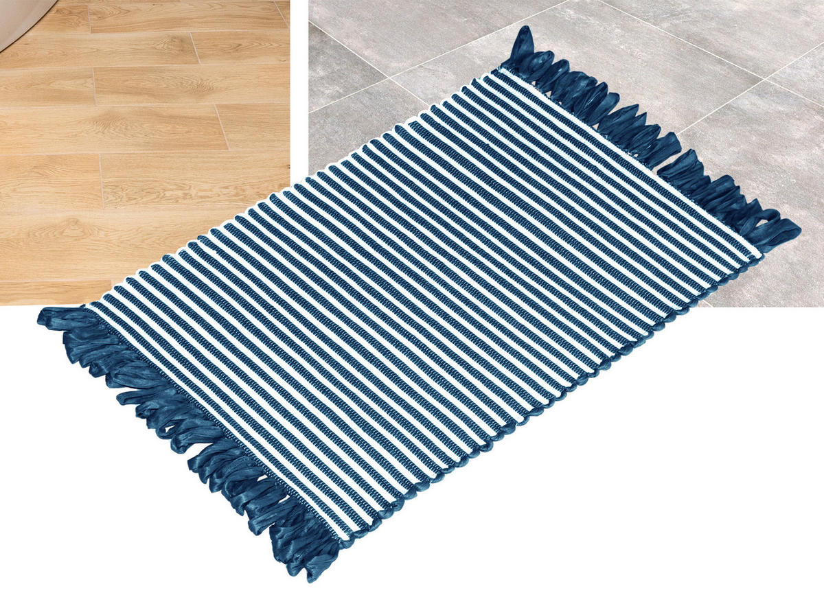 HANDGEWEBTER Läufer 50x70 cm Kosmos - Blau, Naturmaterialien/Textil (50/70cm) - Lashuma
