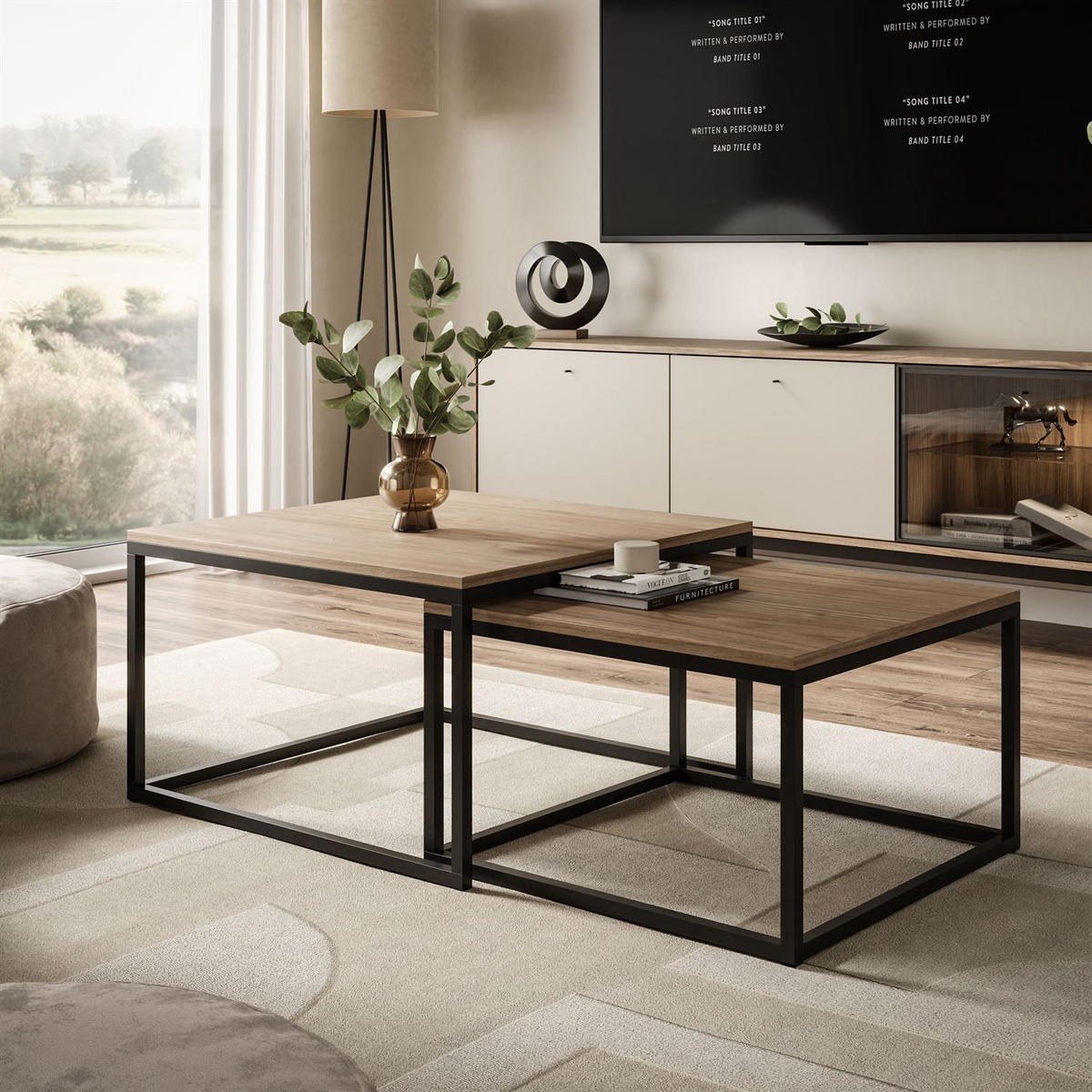 COUCHTISCHSET ISA 2in1 - Eichefarben, Holzwerkstoff (70/70/42cm) - Lookway