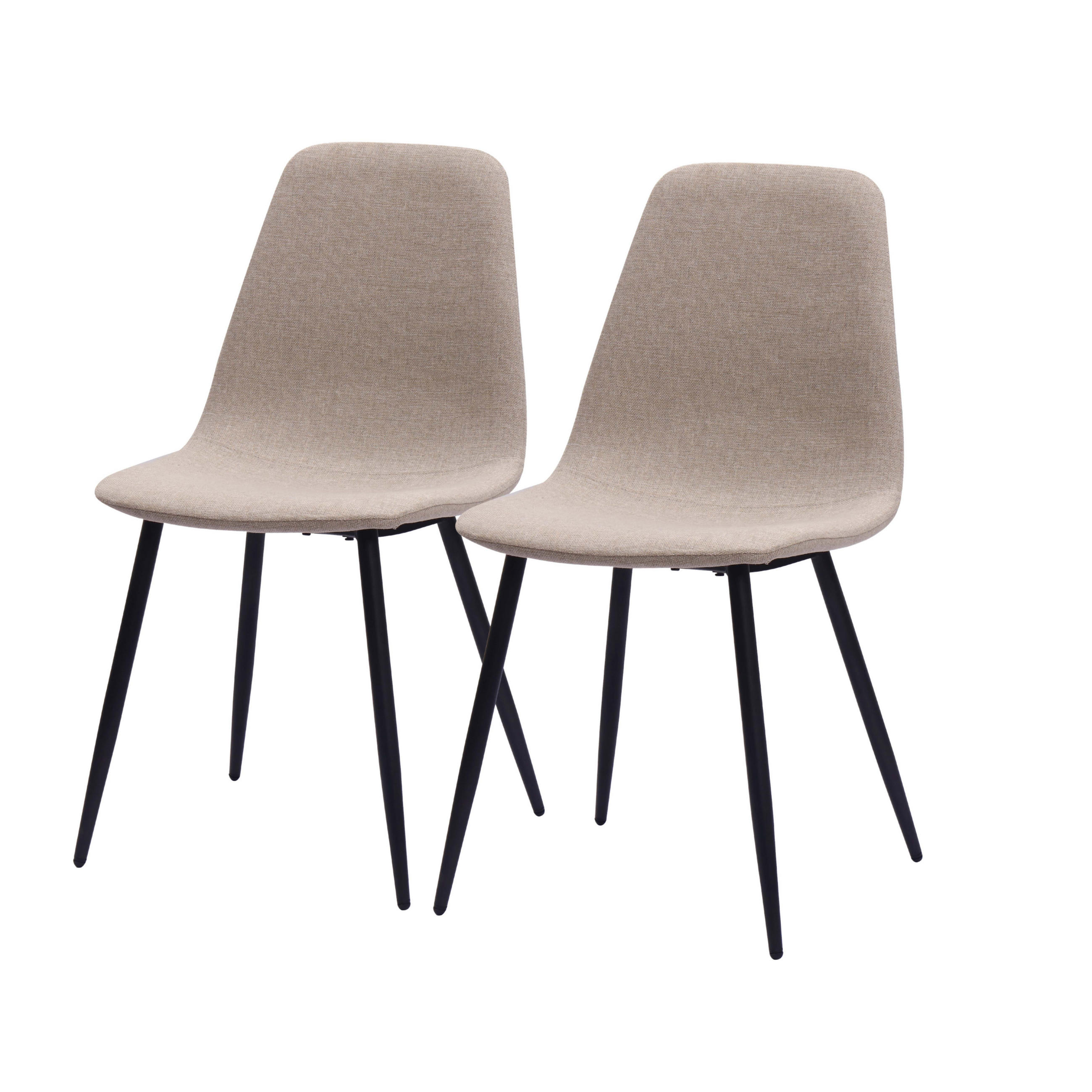 STUHL-SET DE-36873 2 Stück mit Stoffbezug und Metallbeinen Hellbeige - Beige, Metall (52/84.5/43cm) - ComfortXL