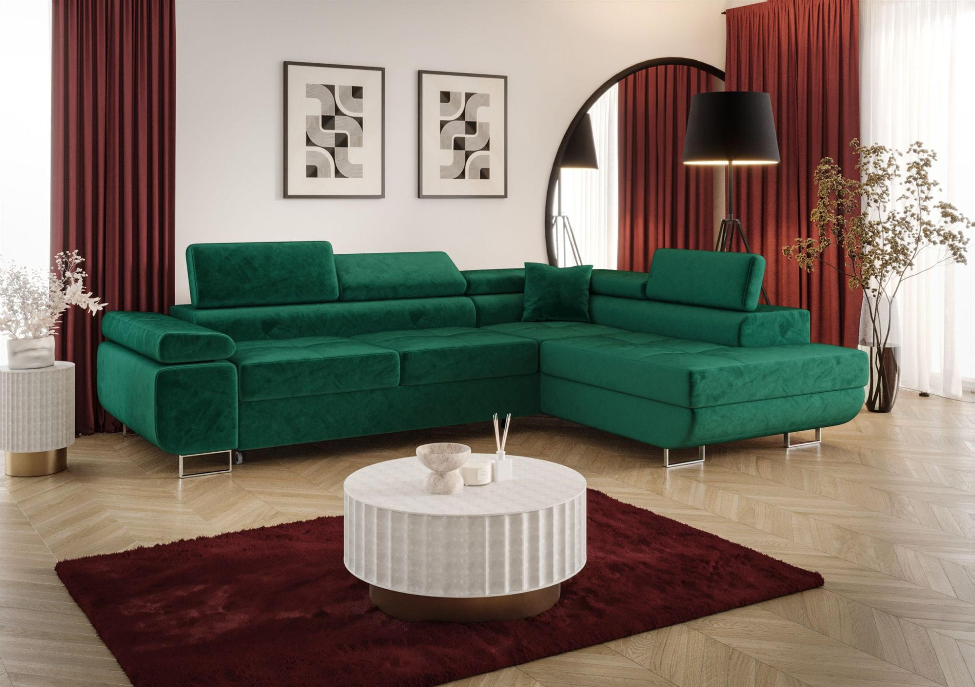 ECKSOFA Monaro Mit Schlaffunktion - Grün, Holzwerkstoff/Textil (275/202cm) - Fun Möbel
