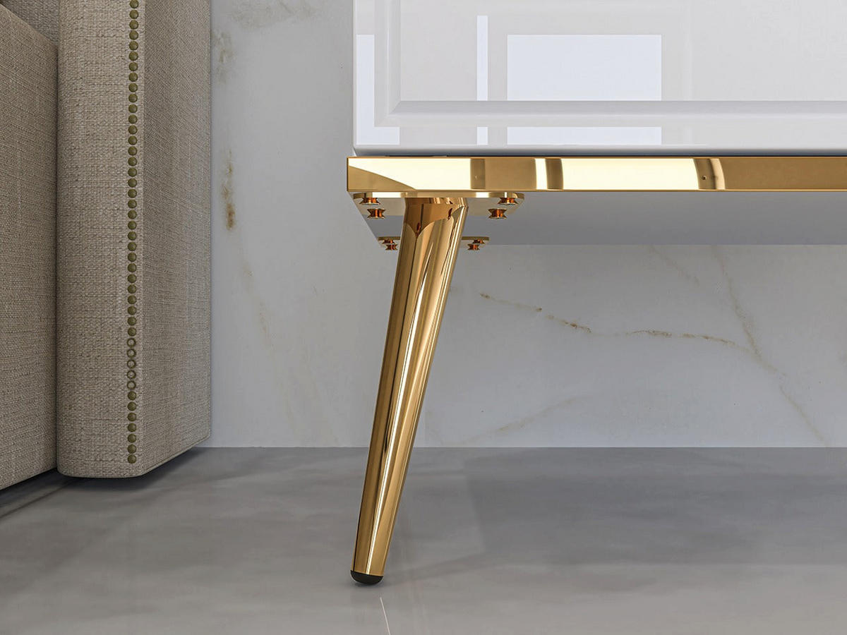 NACHTTISCH – 50 cm – Goldin – Weiß Hochglanz - Weiß Hochglanz, Holzwerkstoff (50/54/34cm) - hi-markt