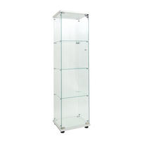 VITRINE mit LED Beleuchtung - Glaskvitrine mit 4 Ebenen und 1 Glastür - für Wohnzimmer und Büro - Weiß - Weiß, Glas (42.5/163.5/36.5cm) - DELFA