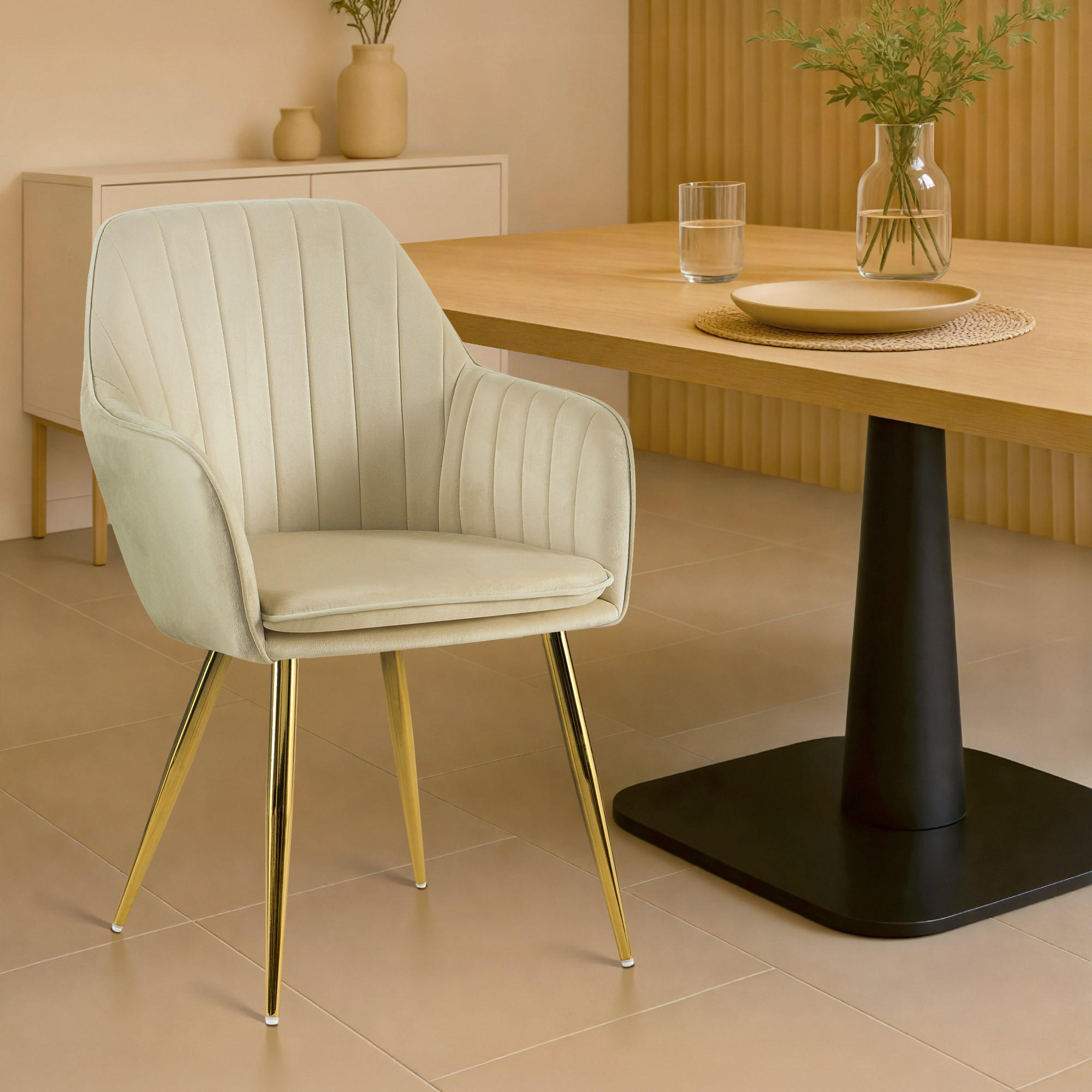 ARMLEHNENSTUHL Metall Creme - Goldfarben/Creme, Metall (60/57/86cm) - CLP