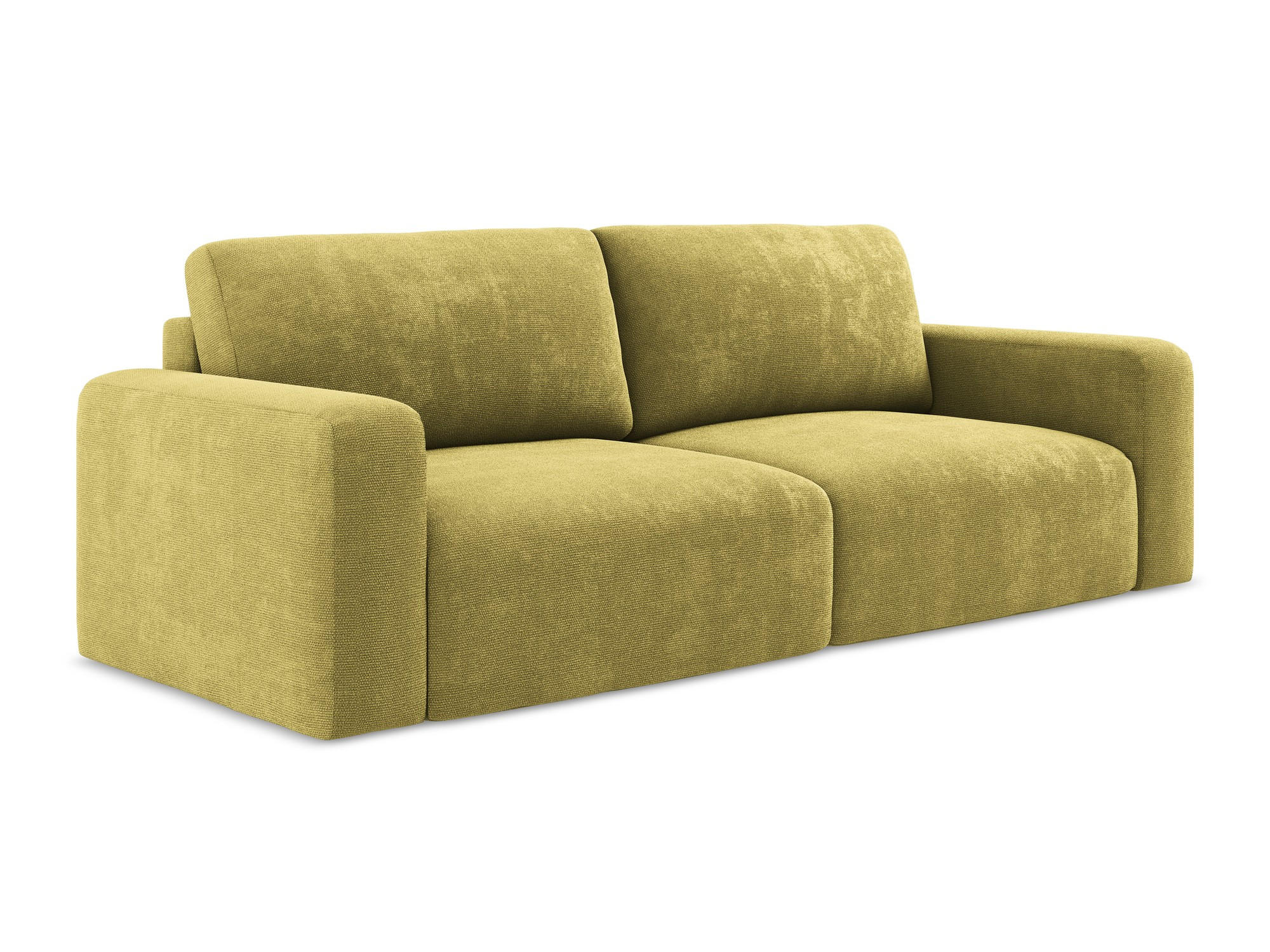 3-SITZER SOFA mit Schlaffunktion Chenille Stoff Grün - Limette/Schwarz, Kunststoff/Textil (244/79/102cm) - Makamii