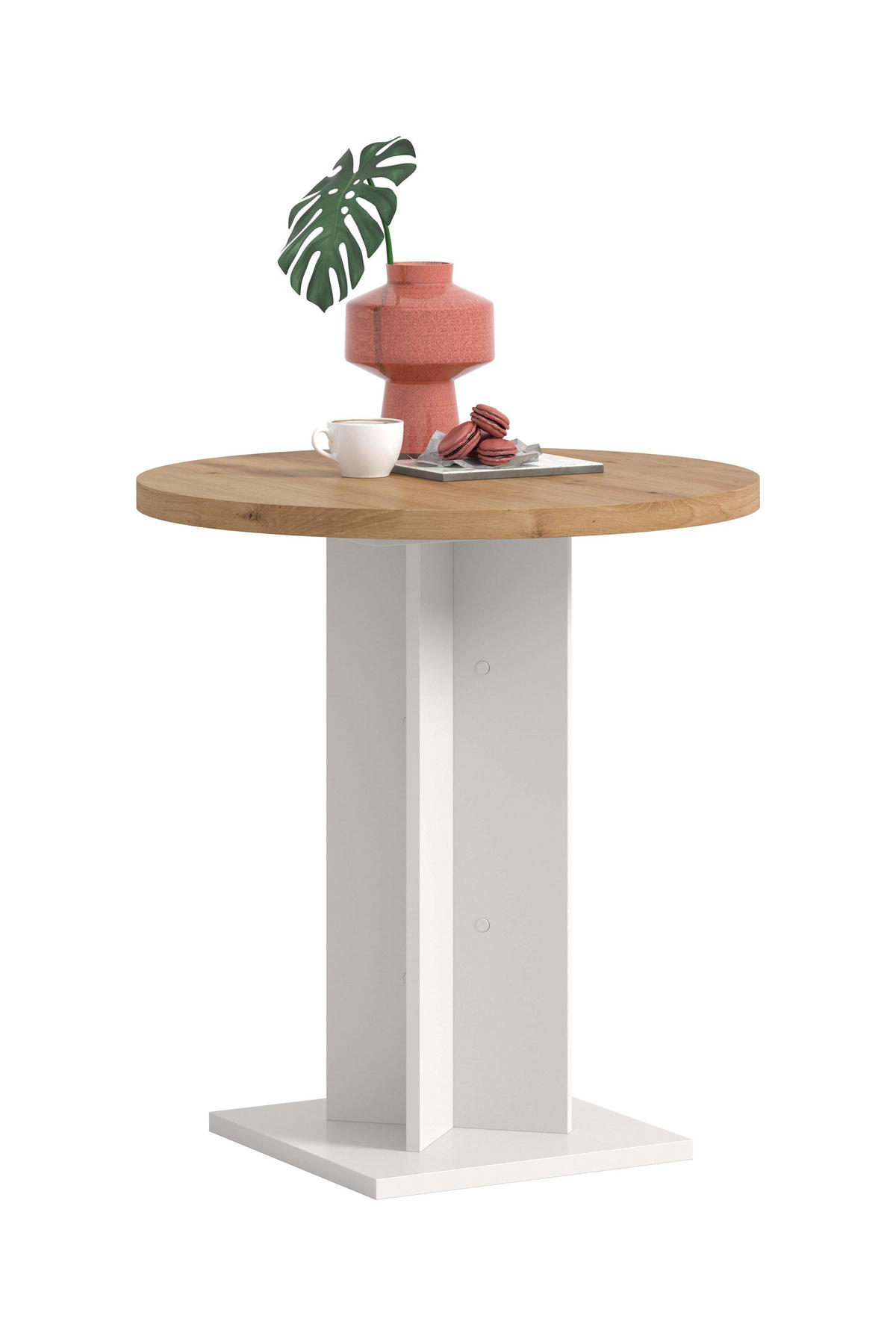 ESSTISCH GUSTAV (B/H/T: ca. 70/76/70 cm) in weiß/Artisan Eiche Nachbildung - Weiß, Holzwerkstoff (70/70/76cm)