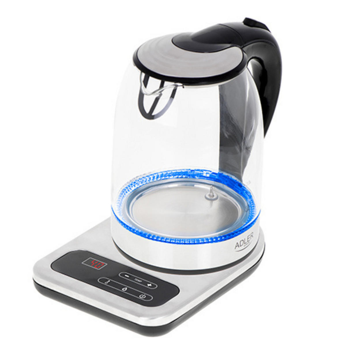 WASSERKOCHER AD1293 Edelstahl 1,7L 2200W - Silberfarben/Schwarz, Kunststoff (22/25/20cm) - Adler