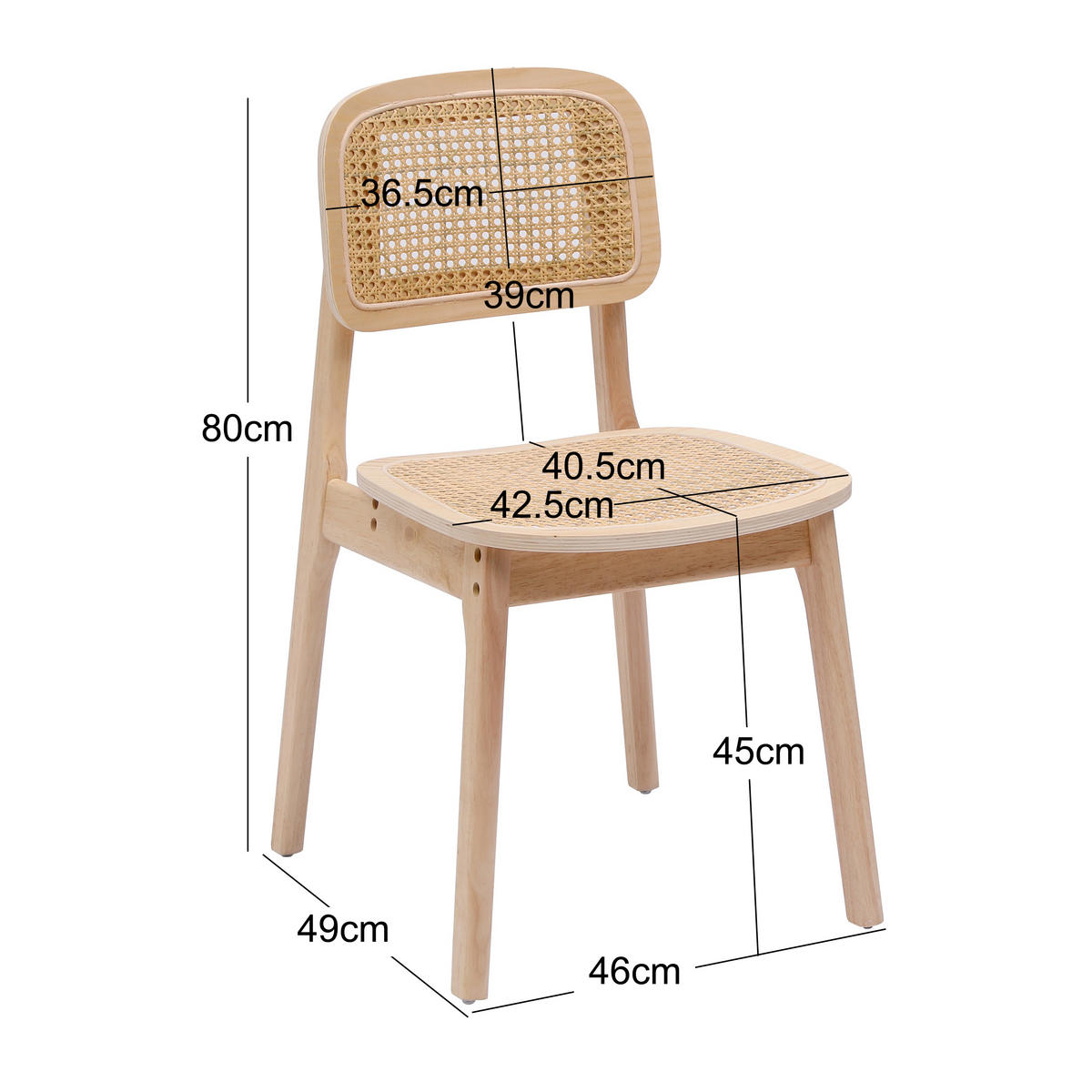 STUHL 2er-Set Rattan Braun - Braun, Holz (46/80/49cm) - Nordlys