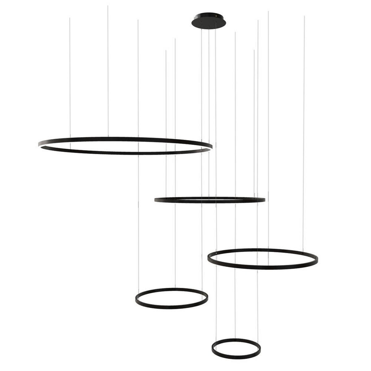 LED-HÄNGELAMPE 5er Ring Schwarz Ø 120 | 100 | 80 | 60 | 40cm - Schwarz, Metall (1.3/120/3.3cm) - s.luce